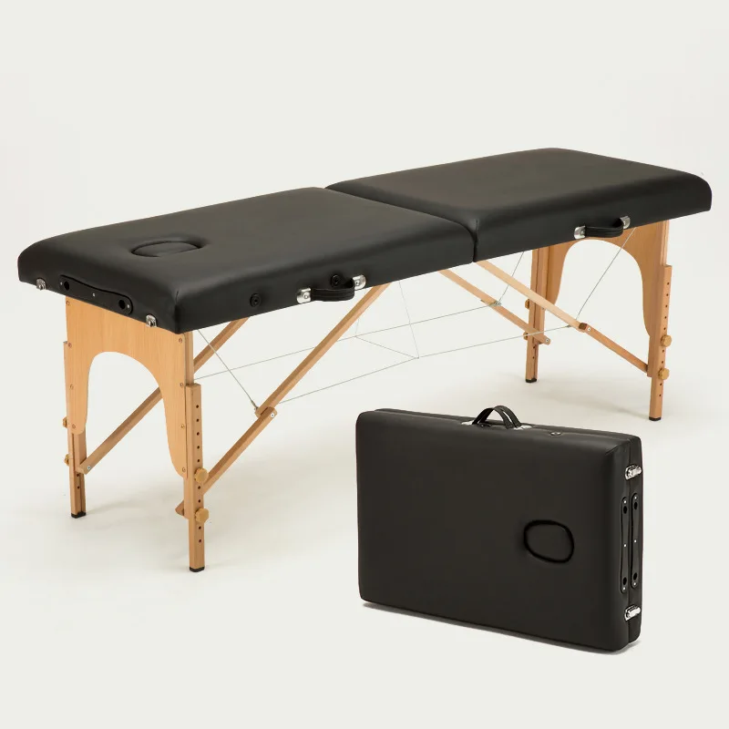 Folding Beauty Salon Bed, Portable Spa Massage Tables, Foldable with Bag, Salon Furniture, Wooden, 185x60, 185x70cm