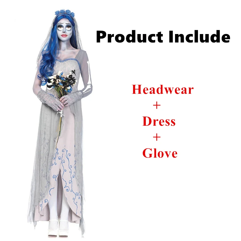 Female Masquerade Cosplay Devil Queen Costumes Corpse Ghost Bride Dress Halloween Women Scary Vampire Witch Cosplay Suits