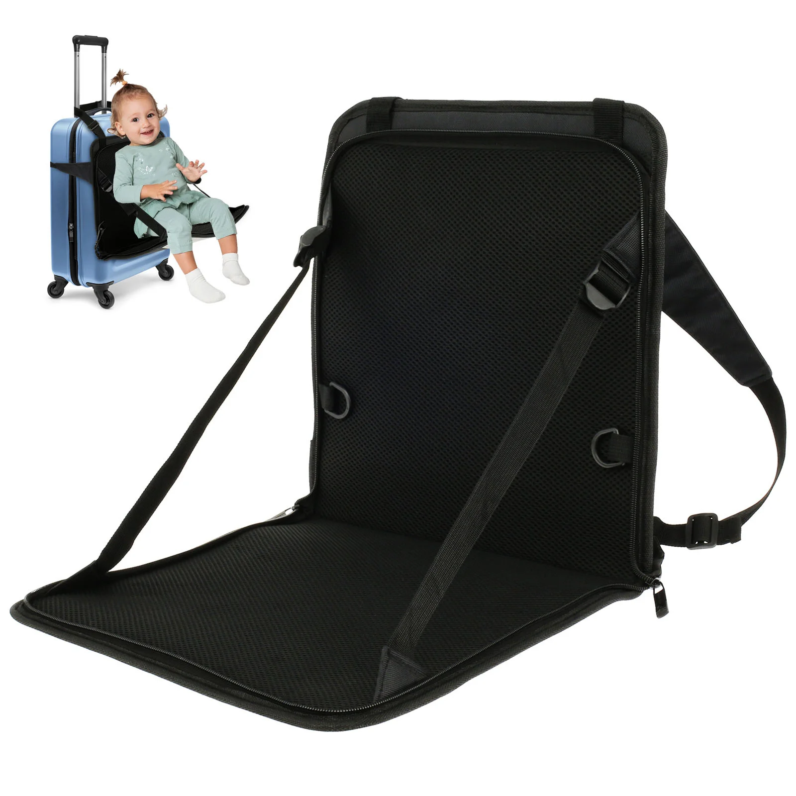 

Детское дорожное сиденье с ремнем безопасности, детское сиденье для путешествий, переноска для багажа, портативное складное детское сиденье, нескользящая переноска для малышей