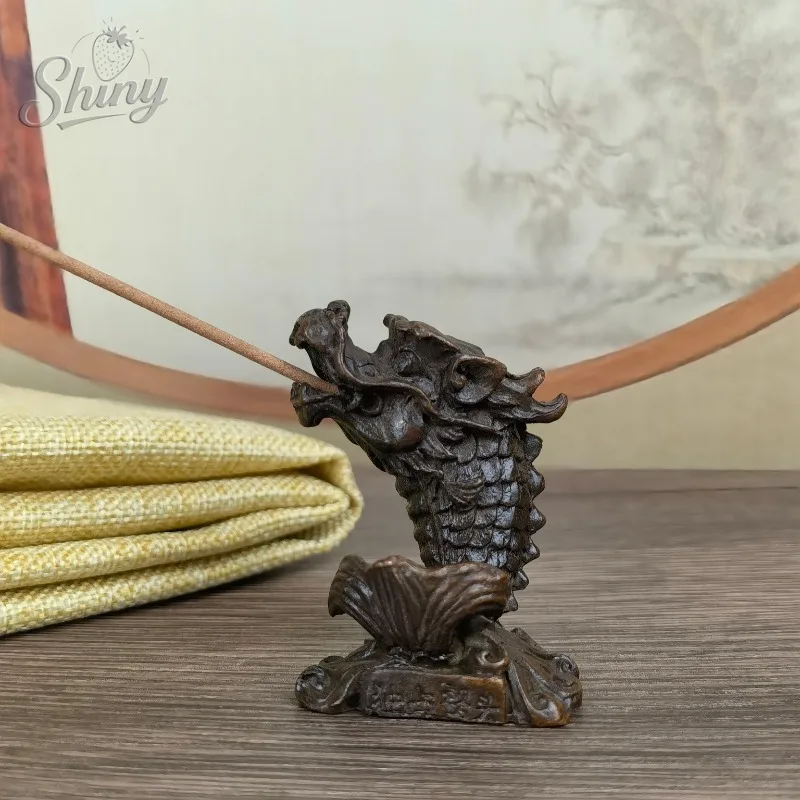 

Antique Bronze Ware Ancient Magic Beast Dragon Birth Nine Sons Chiwen Ornaments Home Desktop Incense Insert