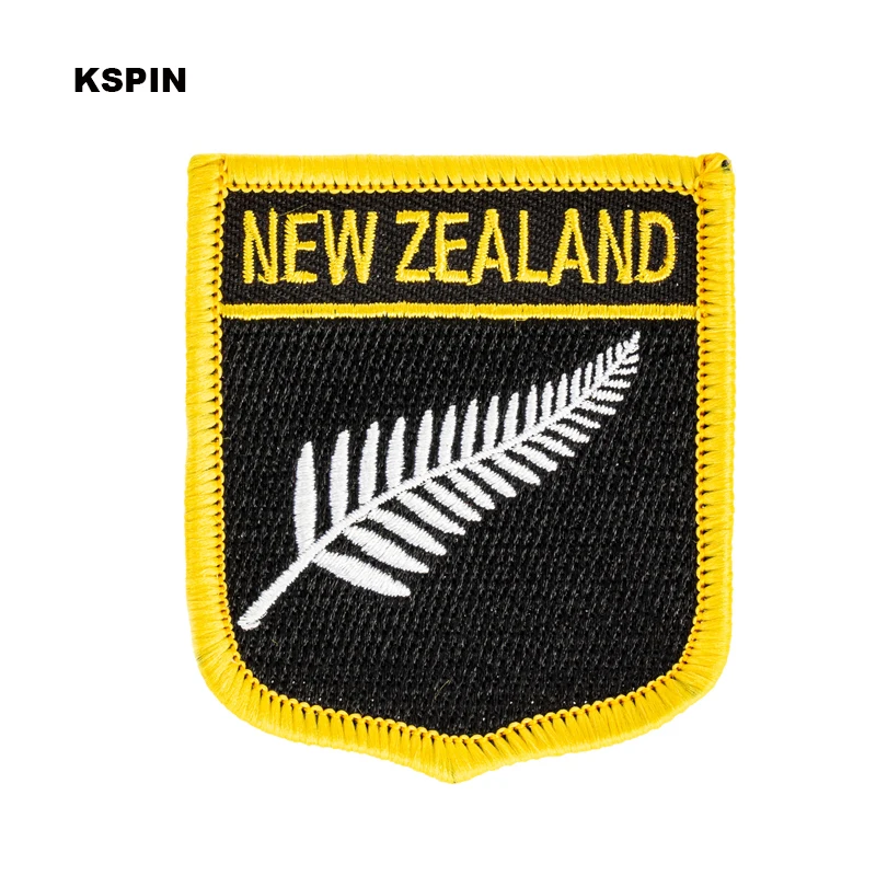 New Zealand Flag Shield Shape Iron on Embroidery Patches Saw on Transfer Patches Sewing Applications for Clothes Back Pac