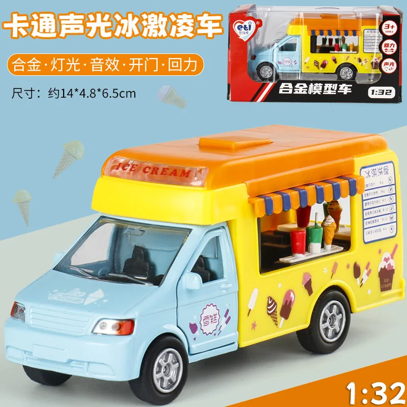 Simulation Alloy Ice Cream Fast Food Ice Cream Truck Model Sound And Light Rebound Children Toy Car Gift B319