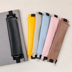 Adjustable Elastic Bands Pen Holder for Notebook, Colorful PU Leather Pen Case Zippered Pen Sleeve for Journal Planner