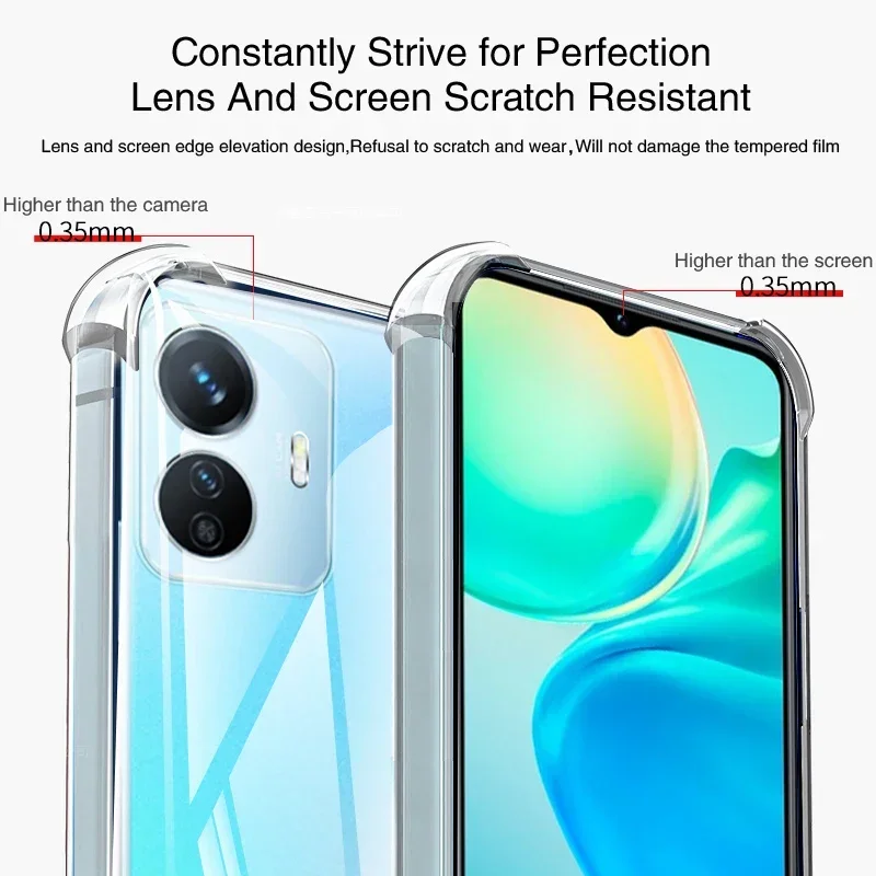 Funda de teléfono con bolsa de aire para VIVO, carcasa protectora de silicona transparente, suave, para prevención de esquinas, Y77, Y77T, Y77E, T1, 5G