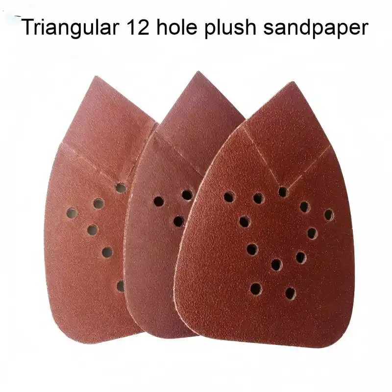 마우스 샌더용 샌딩 패드 12개, 12홀 후크 앤 루프 삼각형 팜 샌더 샌딩 시트, 데커 마우스 샌더용