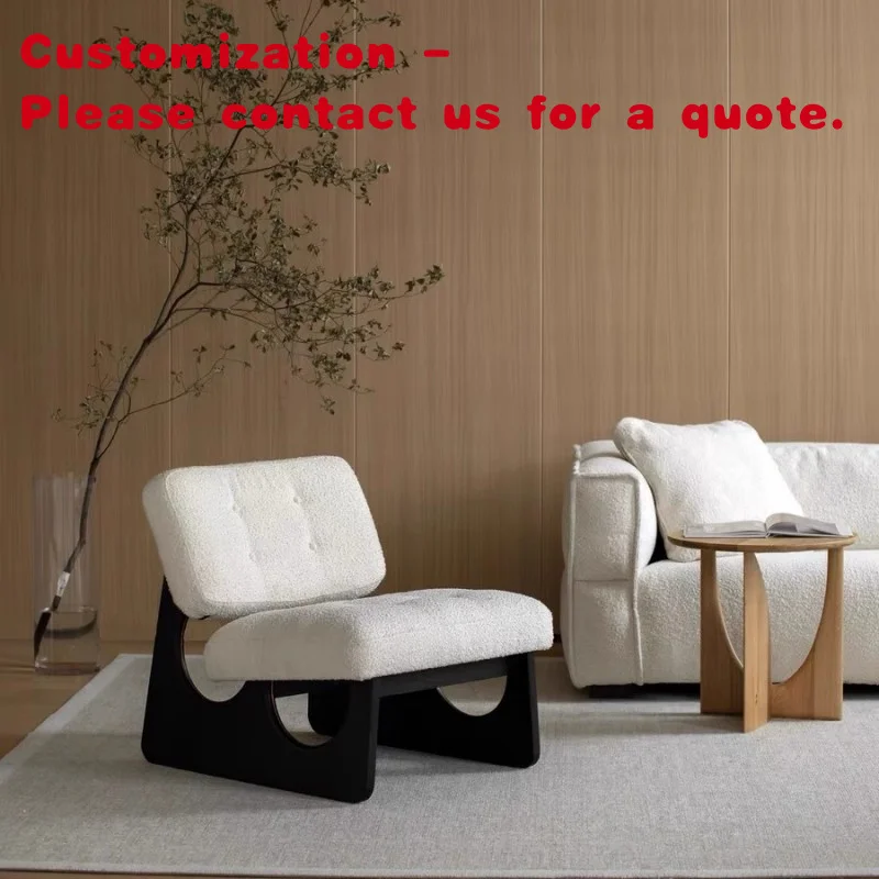 

custom.ATUNUS Leather Living Room Single Chair Wooden Teddy Sofa Chair Fabric Leisure Wabi Sabi Furniture Accent Chair