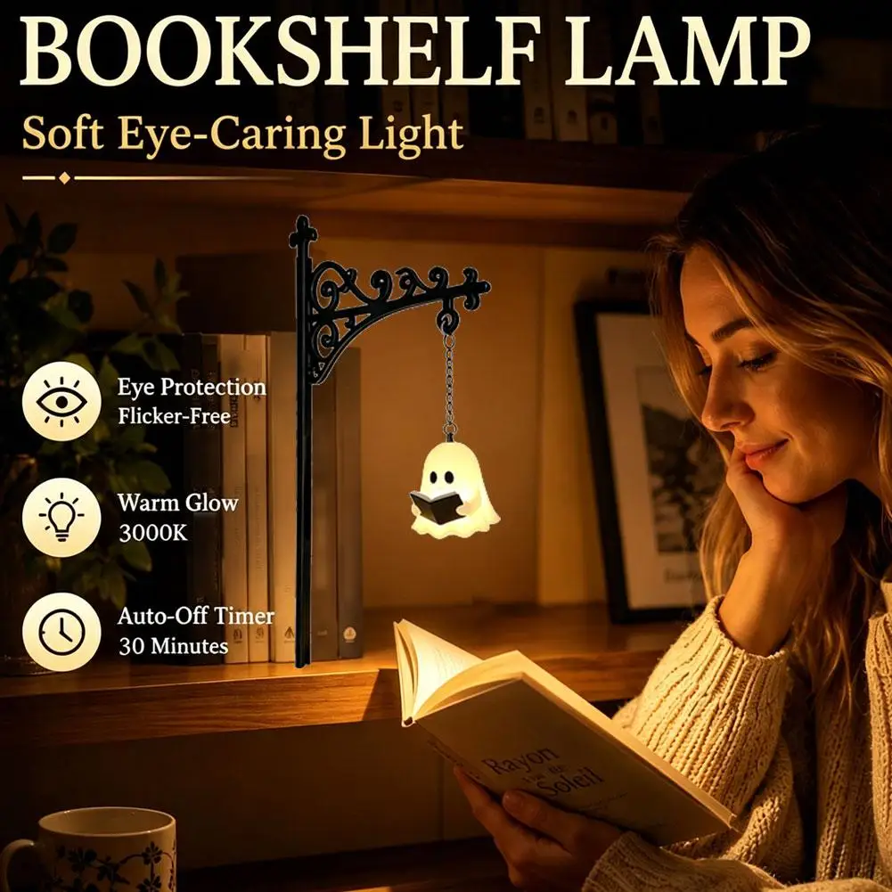 New Bookshelf Lamp Library Lantern,Gentle Eye Protection,Cute Pattern Multifunctional Warm LED Nightlight Ornament