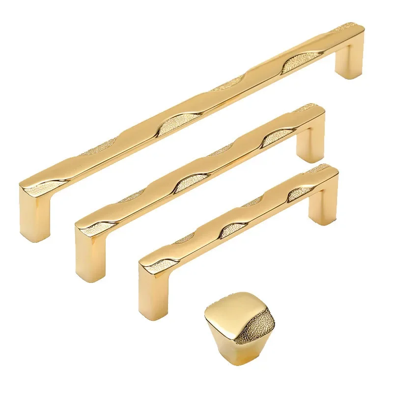 Simple Solid Gold Zinc Door Pull Up Bar Kitchen Cabinet Handle for Furniture Closet Cupboard Wardrobe Drawer Knob