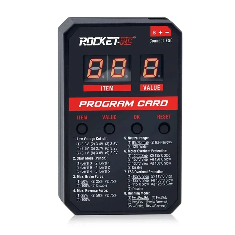 Original Rocket V2 Supersonic 50A 60A 90A 110A Waterproof Brushless Speed Controller with 7.4V/8.4V 6A for 3650 Motor 1:10 Car