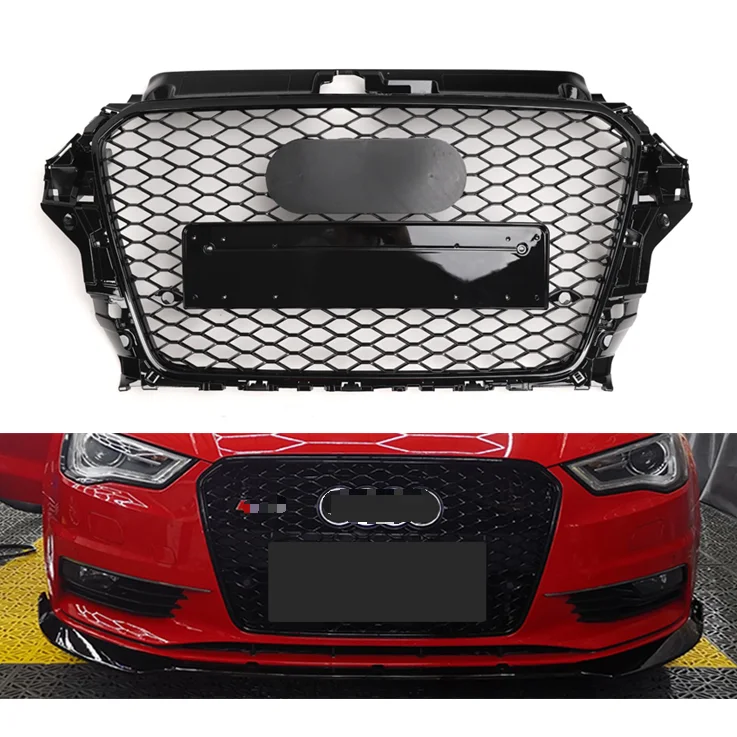 Drop shipping ABS rs3 style  Front bumper grill for Audi A3 S3 2012-2015 with Emblem front grill