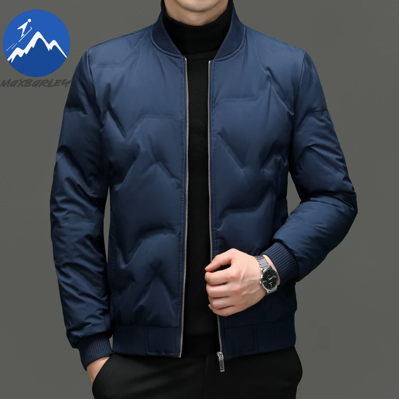 

Luxury Down Jacket 2026 Mens Business Casual Thick Warm Down Coats Lightweight Self-cultivation Baseball Collar Winter Jackets