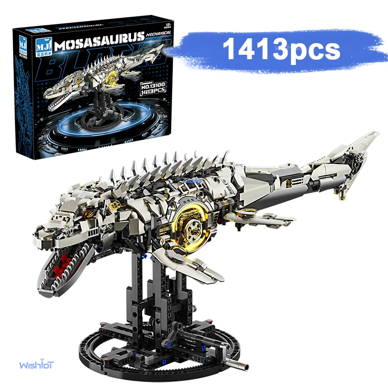 

13100 Mechanical Mosasaurus Model 1413pcs Small Granule Building Block Assembly Models DIY Toy for Christmas Gifts
