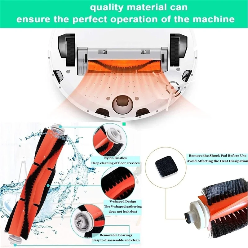 روبوت مكنسة كهربائية استبدال أجزاء الملحقات ل Xiaomi Roborock S50 S51 S55 S5 Max S6 S60 S65 S6 Pure S6 Maxv