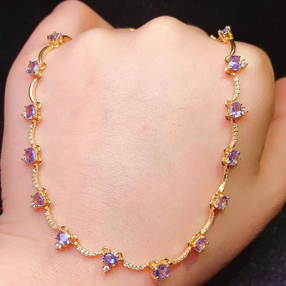 KJJEAXCMY high-grade Natural Women's Tanzanite Necklace S925 Silver Colorful and splendid Crystal pure fire flash explosion