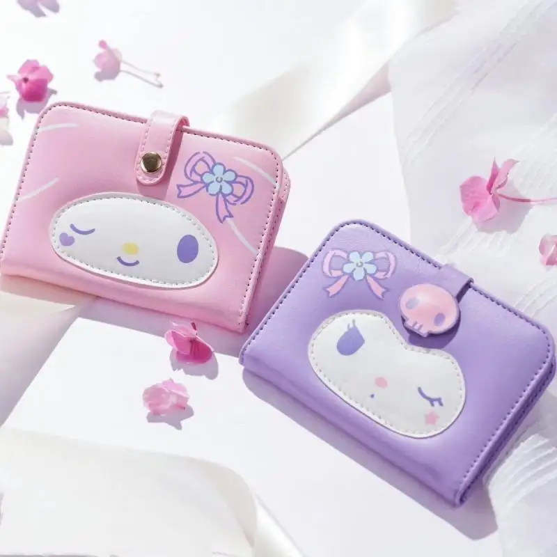 

New 2023 Kawaii Cartoon Kuromi My Melody Coin Purse Sanrio Characters Pu Material Waterproof Storage Bag Student Card Bag