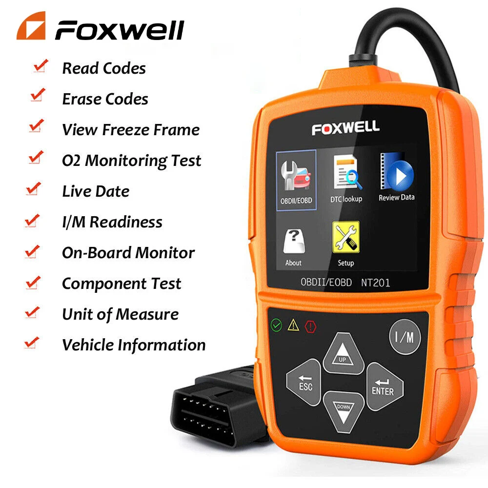 NEW FOXWELL NT201 OBD2 Scanner Check Engine Light Car Code Reader Free Update Automotive Scanner OBD2 Diagnostic Tools pk ELM327