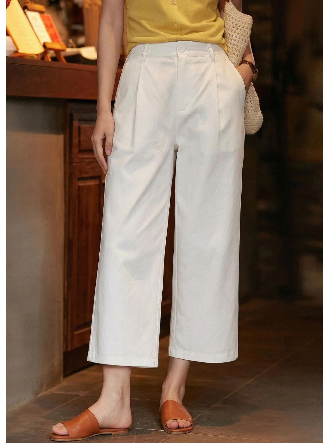 

Брюки Chivirin минималистичные широкие с высокой талией, прямого кроя, свободные, повседневные, женские, летние, белые, свободные, стройнящие