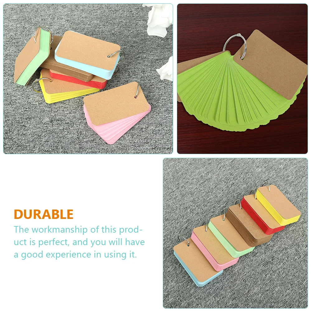 Colorful Note Pad 5 Books Scratch Paper Notepad Rings Study Portable Memo Pads Blank Flashcards Student