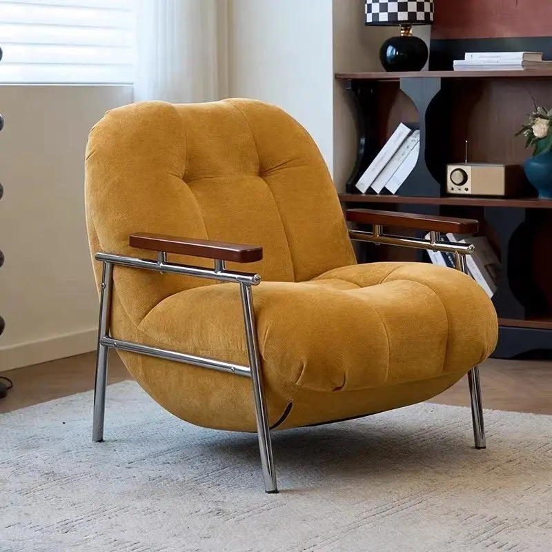 

Retro simple casual chenille velvet fabric lazy lazy bread chair living room homestay creative single sofa chair