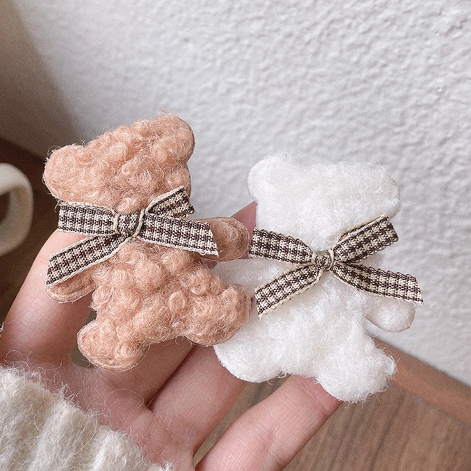 Kids Girls  Autumn Winter Hair Clips 9PCS Cartoon Bear Bowknot Barrettes for Christmas Birthday Gifts