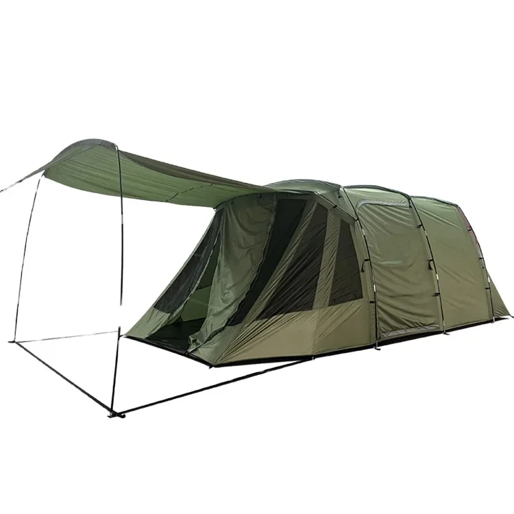 Customized 4-5 person green camping tent portable  outdoor hiking tunnel