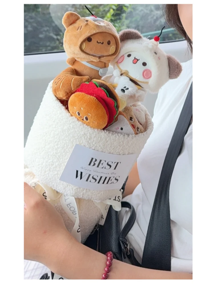 パンダのイエールとブブのぬいぐるみブーケ。かわいいカートゥーンデザインのブブとドゥドゥのぬいぐるみブーケ。バレンタインデーのプレゼントに最適。クリエイティブなホームデコレーションにも。