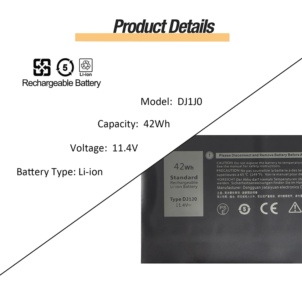 DJ1J0 batterie d'ordinateur portable pour Dell Latitude 12 7280 7290 E7280 E7290 13 7380 7390 E7380 E7390 14 7480 7490 E7480 E7490 C27RW PGFX4