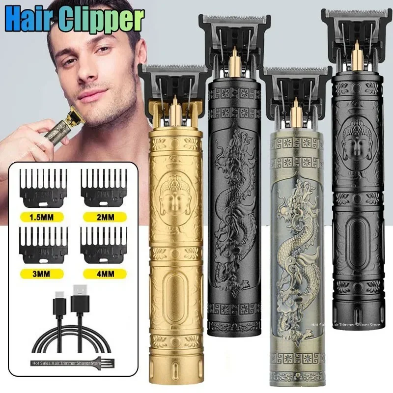 Vintage T9 Electric Hair Cutting Machine Hair Clipper Professional Men Shaver Rechargeable Barber Trimmer for Men Dragon Buddha