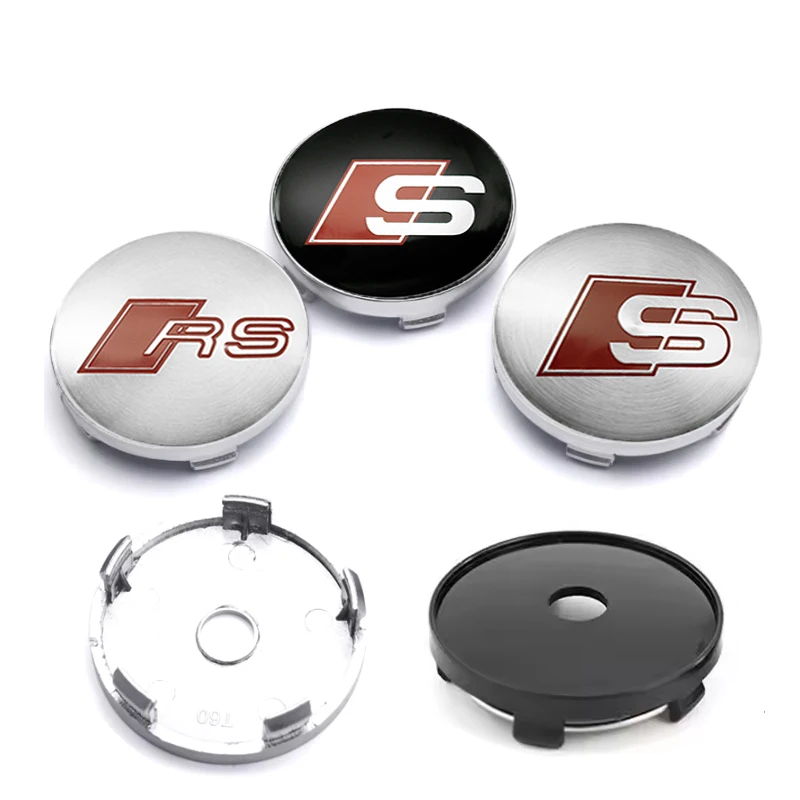 

4Pcs 60mm Rs S Logo Car Emblem Wheel Center Hub Caps Stickers Badge Accessories For A3 A4 B8 8P 8V A6 C7 A5 Q5 B7 B6 B9 Q7 A1 A5