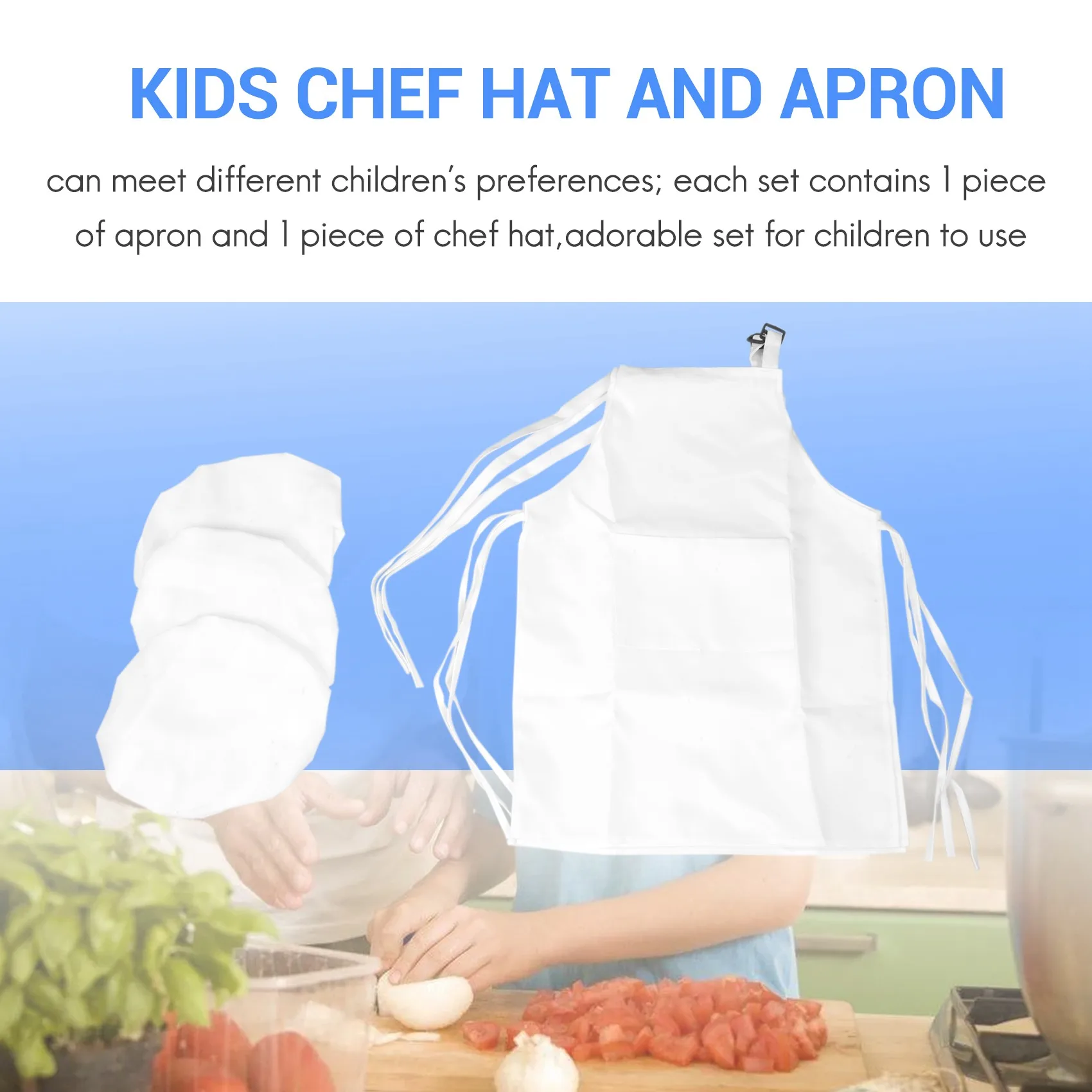 6-Piece Children's Apron and Chef Hat Set Adjustable Children's Kitchen Apron for Cooking and Painting