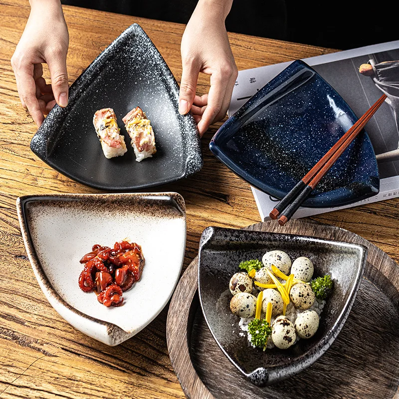 

Creative Japanese Ceramic Art Plate Sushi Restaurant Tableware Fruit Serving Dish Trendy