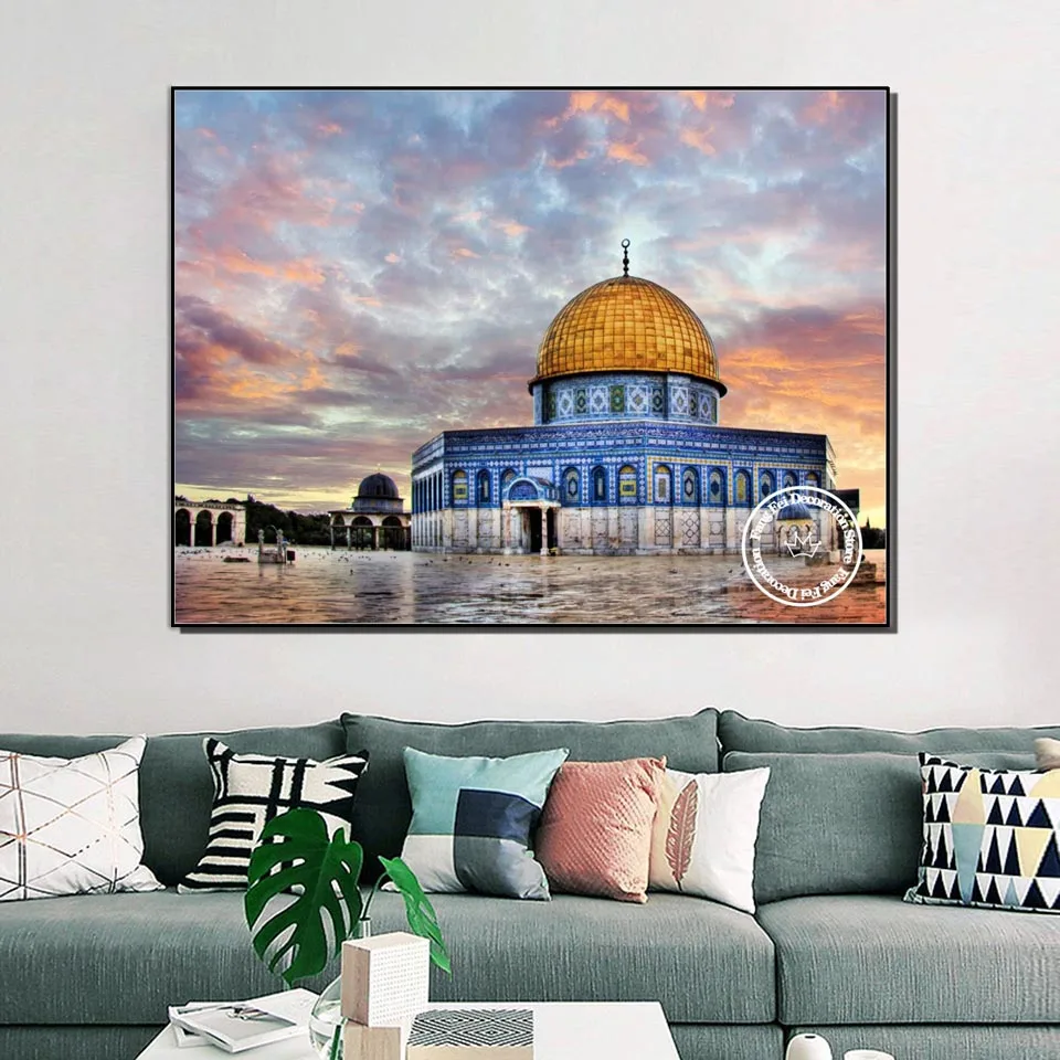 5D Diamond Painting Muslim Religious Architecture Masjid Aqsa Landscape Cross Stitch Embroidery Picture Mosaic Living Room Decor