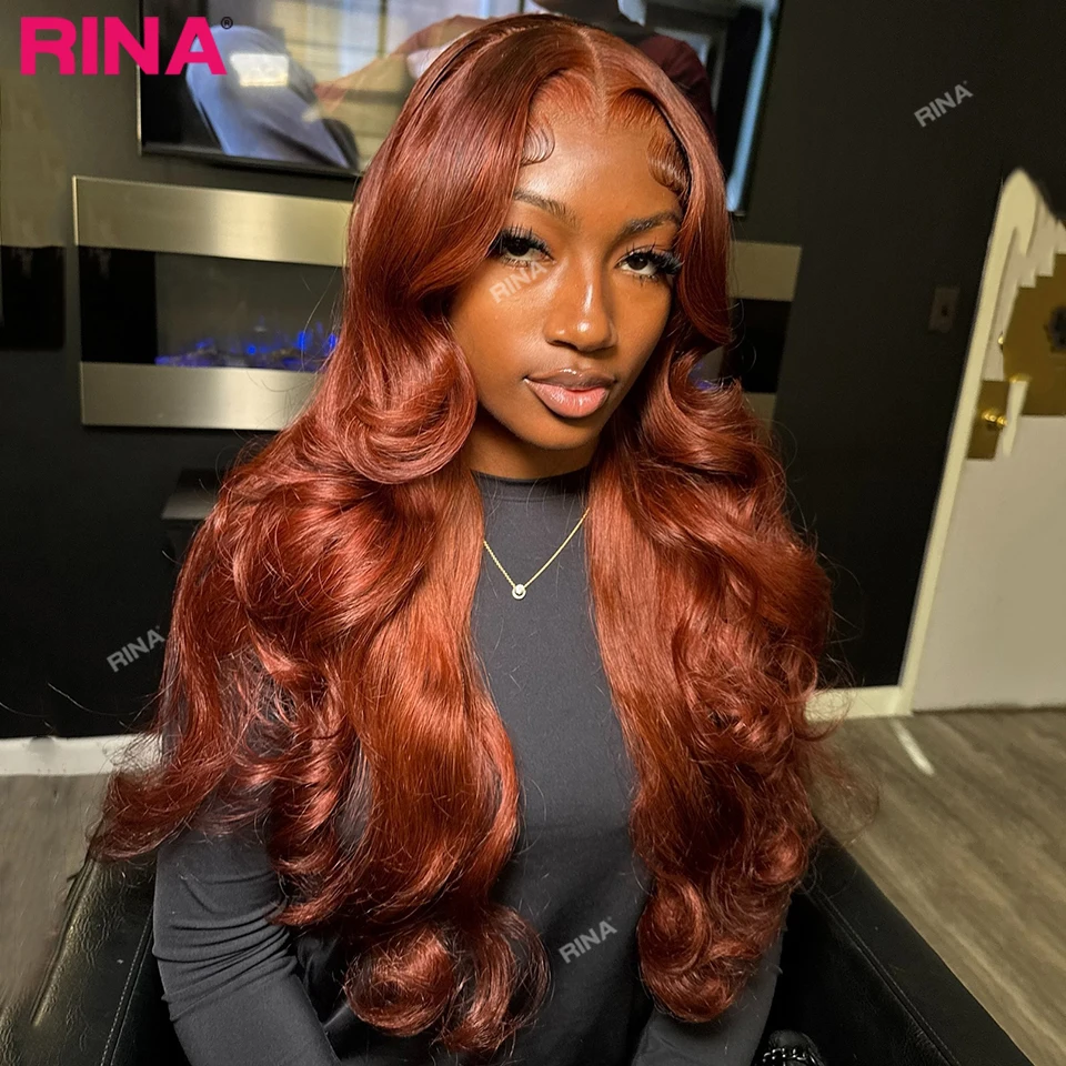 Orange Brown Colored Body Wave Human Hair Wig Pre-Plucked 13x6 13x4 Lace Frontal Human Hair Wigs Ginger Orange Color Human Hair