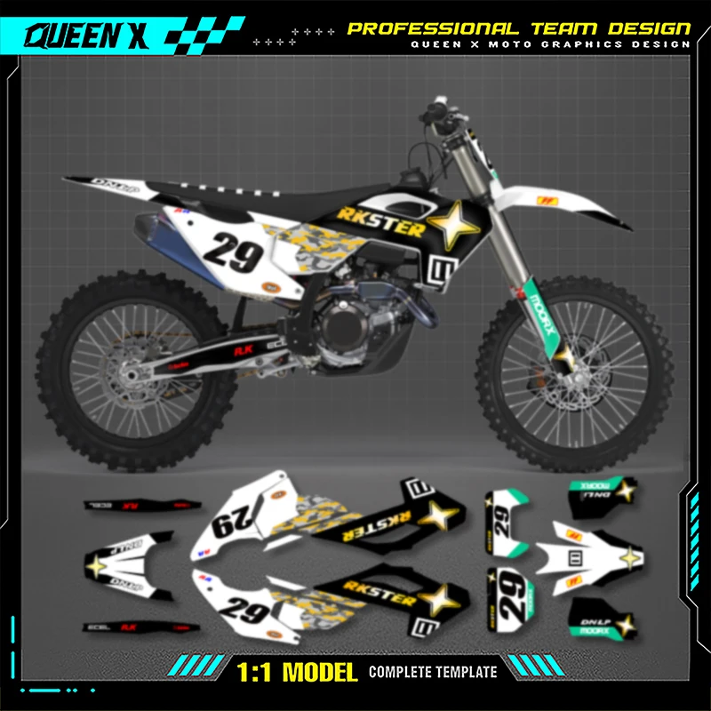 Queen X MOTOR Motorcycle Graphics Decals Stickers Kit For Husqvarna TC FC TX FX FS 2023 2024 TE FE 2024 Deco Stickers