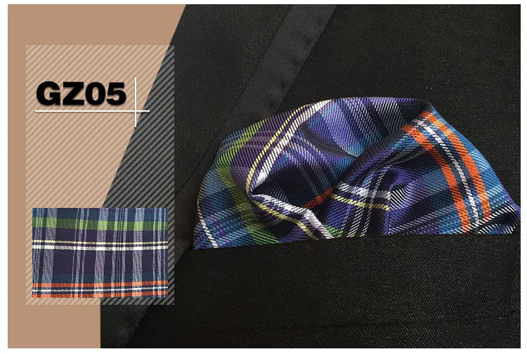 Classic Color Plaid Pockets Square for Man Party Business Office Formal Occasions Gift Accessories Handkerchiefs