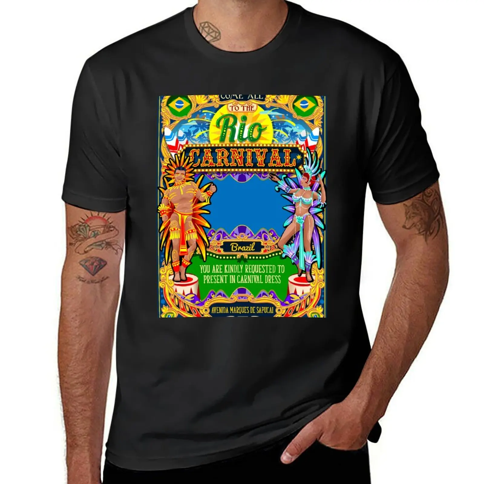 

Rio Carnival Poster Frame Brazil Carnaval Mask Show Parade T-Shirt tshirts personalised aesthetic clothes t shirts for men