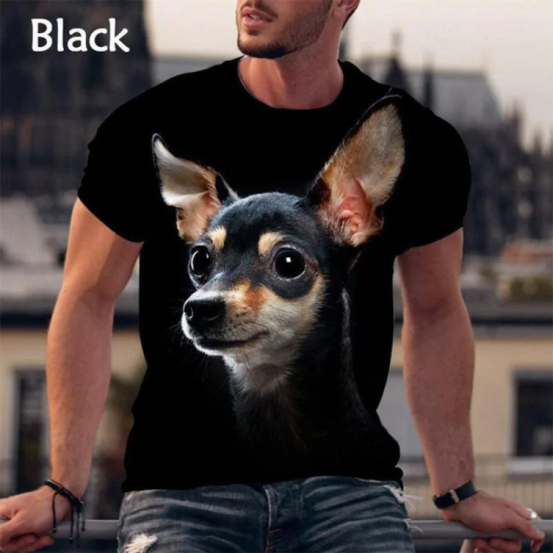 New Chihuahua 3d Printed T shirt Men's Fashion Short Sleeve Casual Funny Cute Animal Dog Printed T-shirt