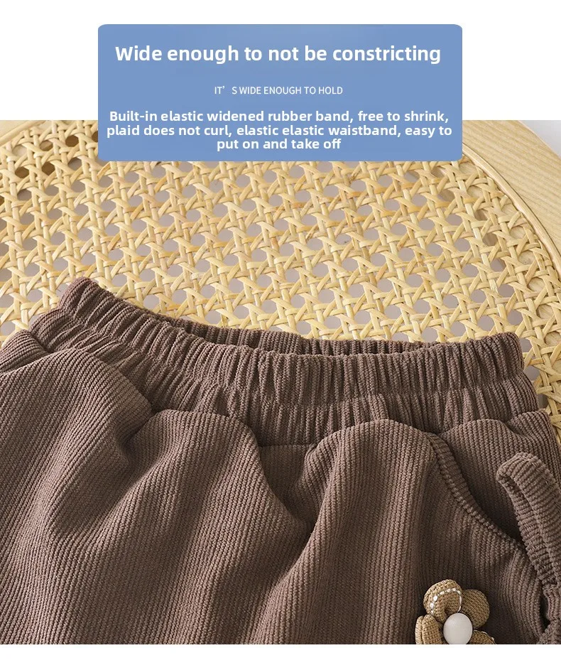 Frühling Herbst Winter Neue Mädchen-Hose mit Fake-Two-Piece-Effekt Schmal Geschnittene Hochtaillierte Rockhose für Kinder Leicht Ausgestellte Hose – Detail 4