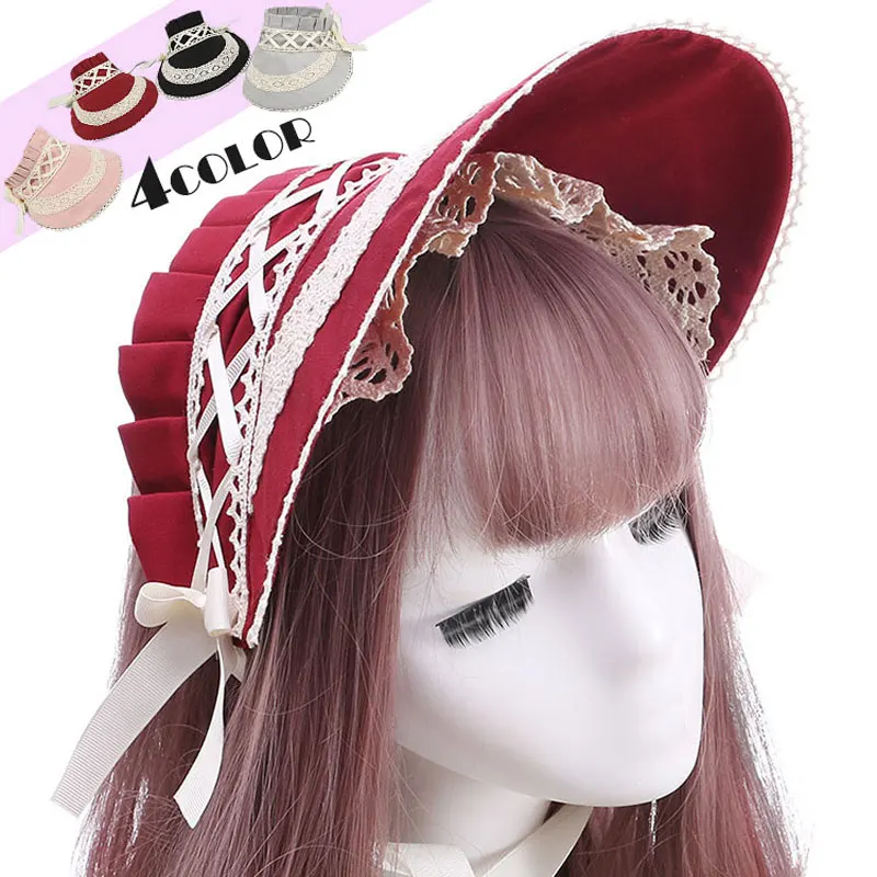 Original Design Lolita Hat Bonnet Victorian Headpiece Mori Girl Elegant Party Flat Cap Pastorale Style Lace Hat Bnt Cosplay Prop