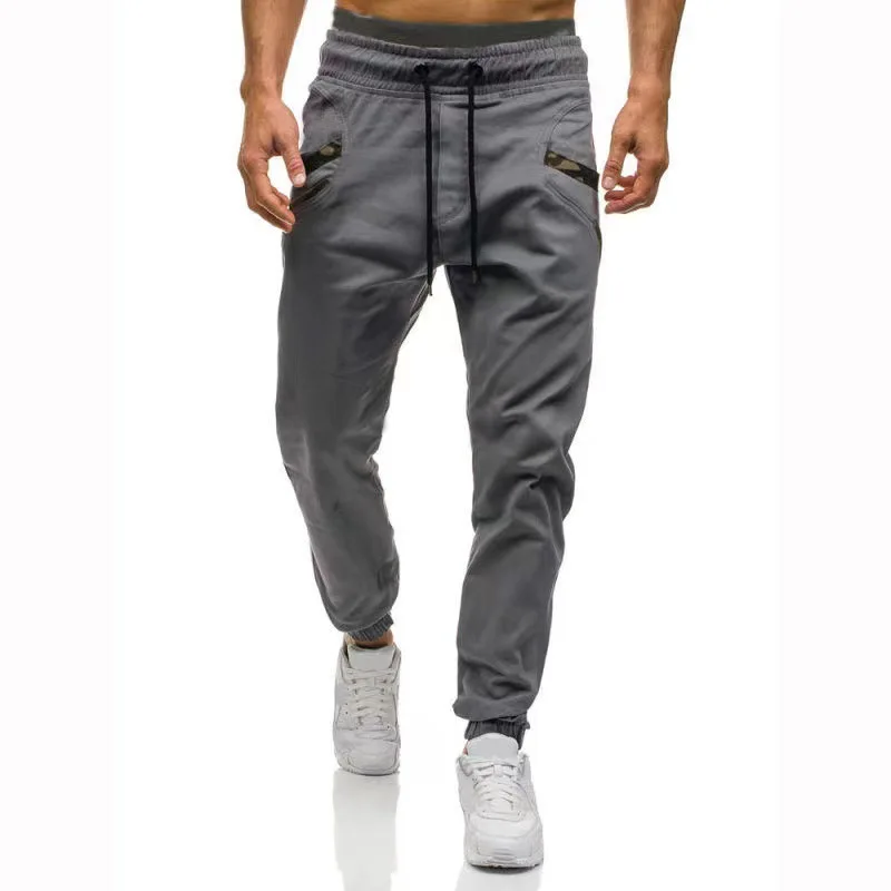 Pantalón largo para hombre, Pantalón recto con cordones, cintura elástica, bolsillo, empalme sólido, informal, con cordón, corte ajustado, otoño 2024