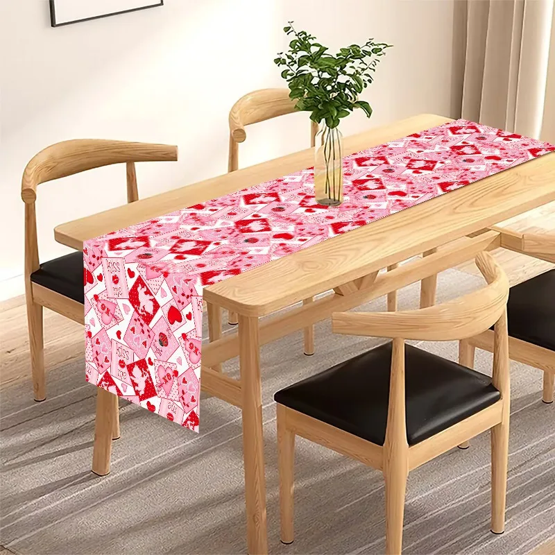 جديد عيد الحب قبلني مطبوعة الجدول عداء عطلة جو حفلة ديكور مفرش المائدة غرفة المعيشة المطبخ مفرش طاولة