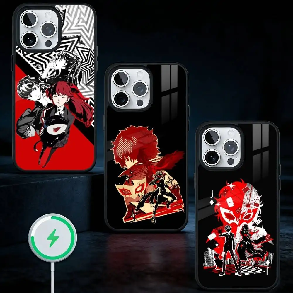 

Fashion P-Persona 5 Phone Case For iPhone17,16,15,14,13 Plus,Pro Max Magnetic For Magsafe Wireless Charging