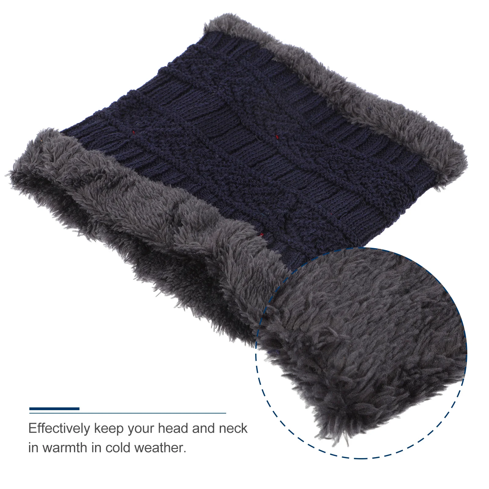 طقم وشاح قبعة شتوية باللون الأزرق السميك من الصوف المحبوك للأطفال للأنشطة الخارجية الدافئة مقاس واحد يناسب معظم القبعات ومجموعة الأوشحة #6