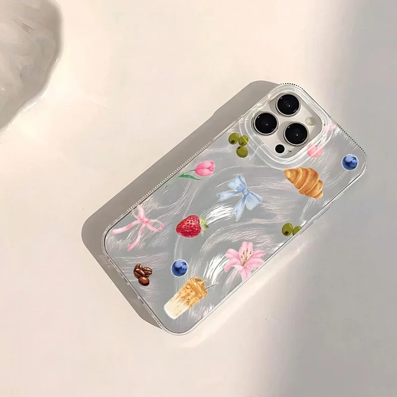 Fashionable Unique Beaded Heart Flower Pattern Phone Case For iPhone 16 14 13 12 11 15 Pro Max 16E XR X XS 7 8 Plus 17 Air Cover - náhled 4