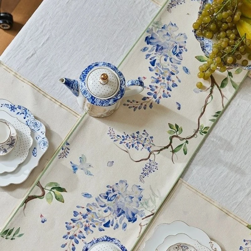 Wisteria table flag bucket cabinet coffee table dining table cloth tea flag household high-end