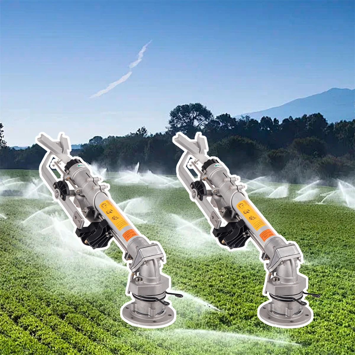 50 Turbo Worm Spray Gun Vertical Rocker Arm 63m Long Range Uniform Spraying Water 360Degree Rotation Flange Connection Sprinkler