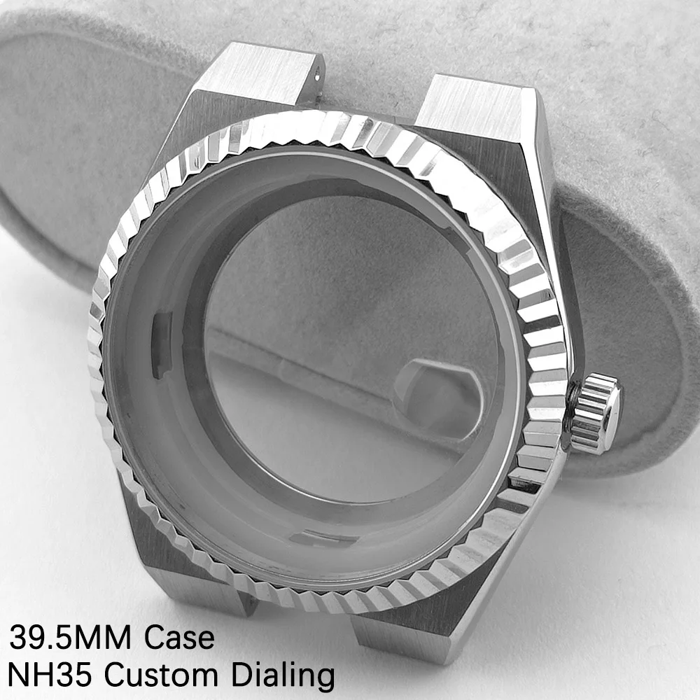 39.5mm NH35 men's metal case NH35 movement metal strap can be customized 34mm dial pointer watch parts accessories