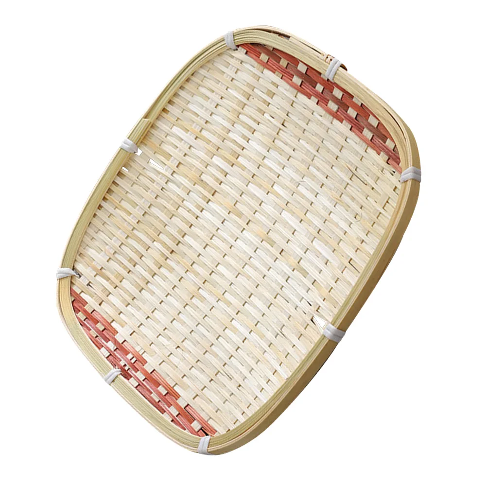 

Bamboo Snack Dried Fruit Plate Rattan Bread Dish Dessert Serving Tray Lightweight Dining Set Snack Storage Tray