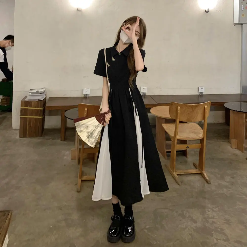 Casual Dresses for Women Vintage Long Midi Dress Summer Chinese Style  Korean Fashion Short Sleeve Elegant Clothes 2024 - AliExpress