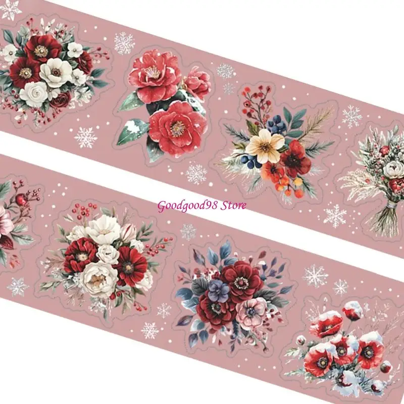 

Winter Flower Theme Sticker Waterproof PET Decorative Sticker for Journal Notebook Scrapbooking Phone Case Kid Room Wall